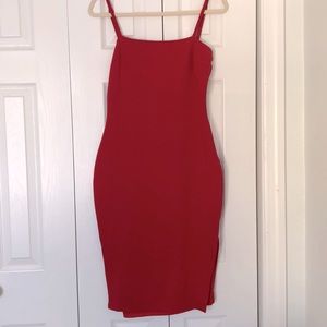 Paulina Red Bodycon Midi Dress